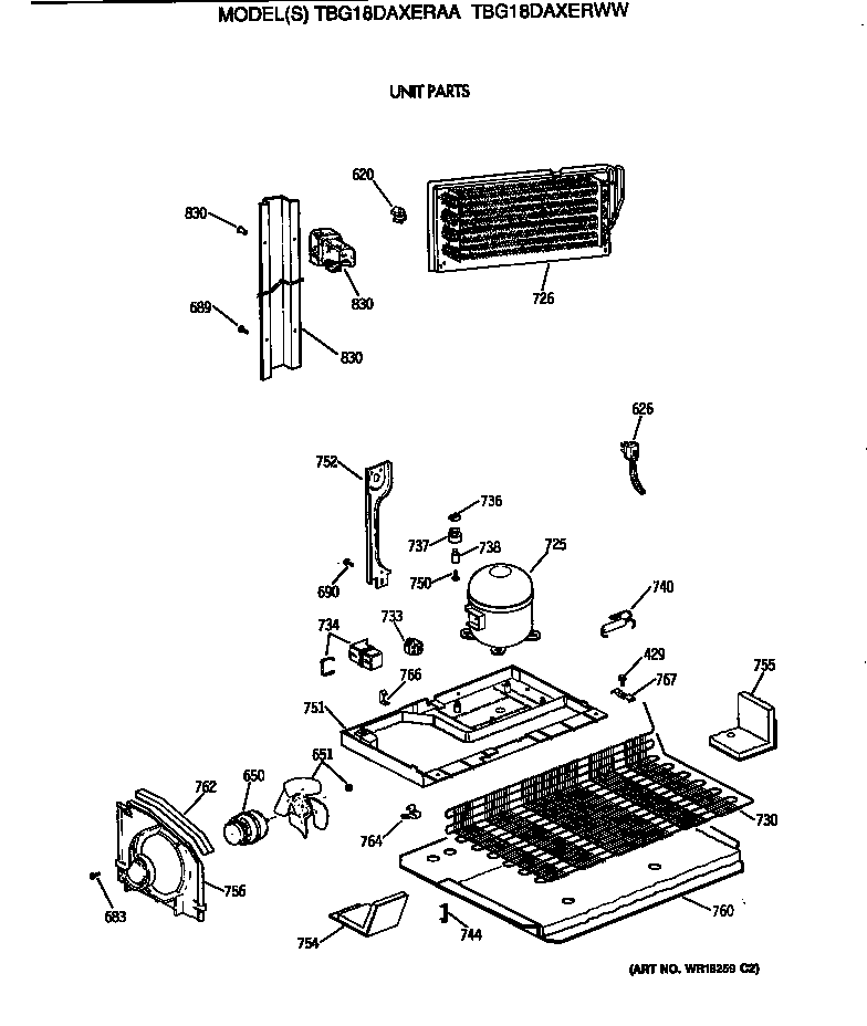 GE TBG18DAXERWW unit parts diagram