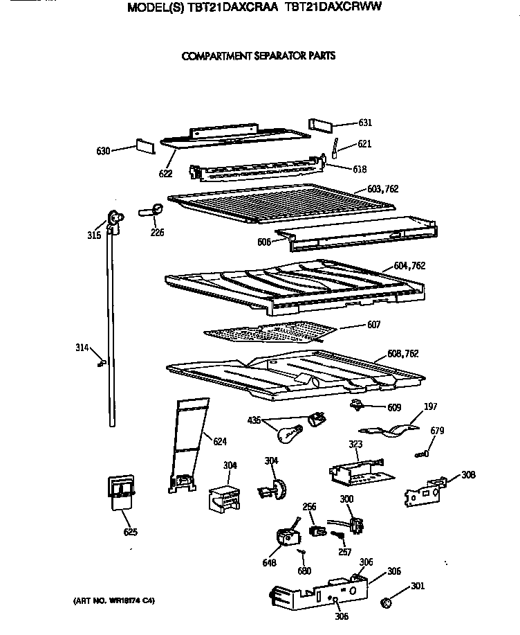 GE TBT21DAXCRWW compartment separator parts diagram