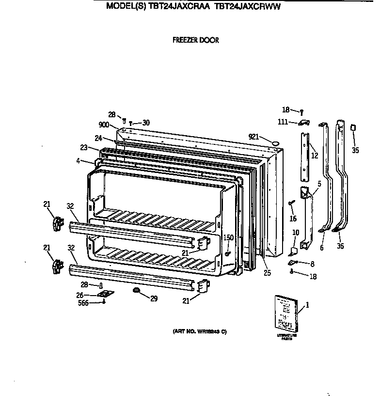 GE TBT24JAXCRAA freezer door diagram