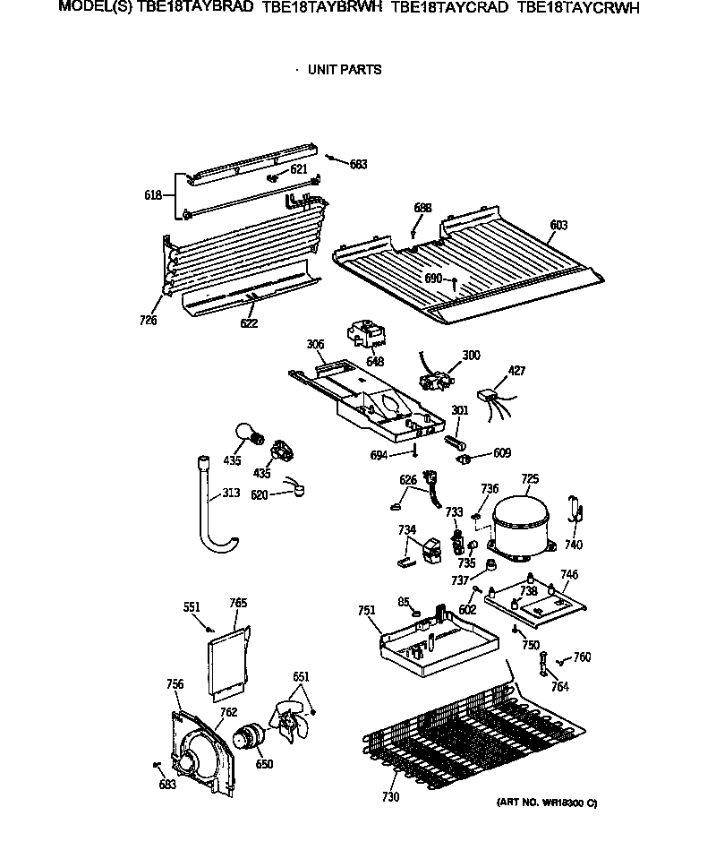 GE TBE18TAYBRWH unit parts diagram