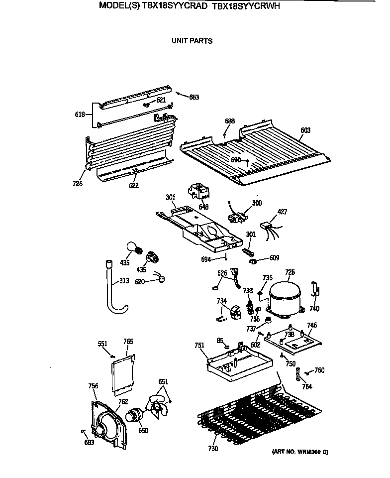 GE TBX18SYYCRAD unit parts diagram