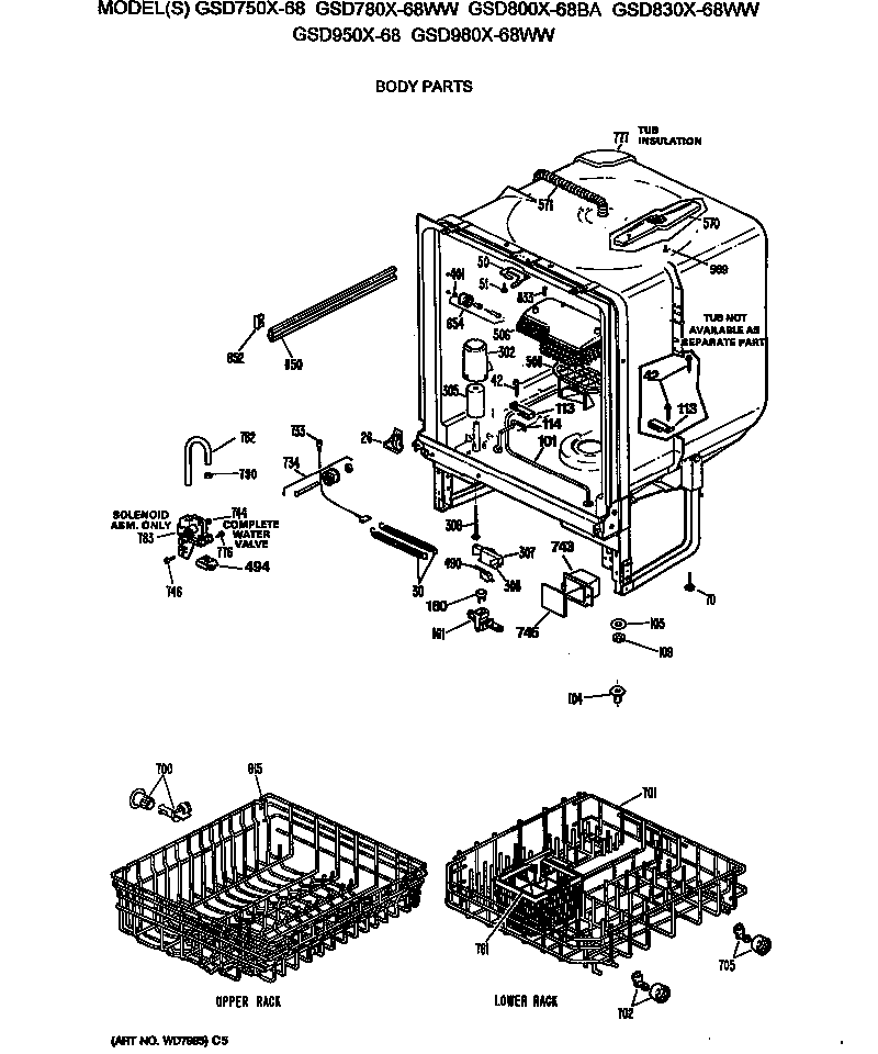 GE GSD780X-68WW body parts diagram