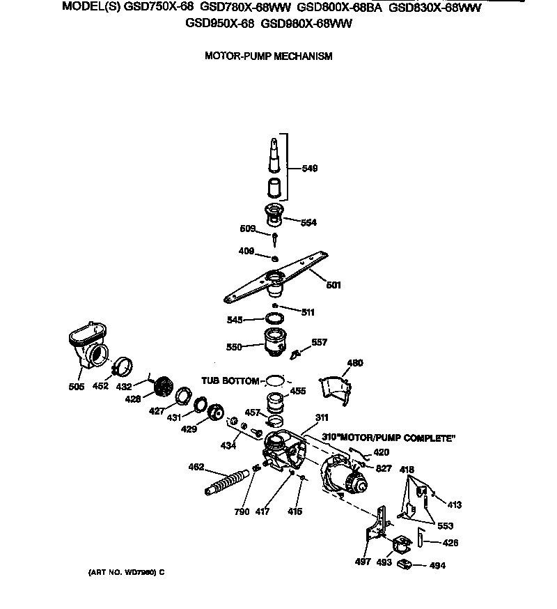 GE GSD780X-68WW motor-pump mechanism diagram