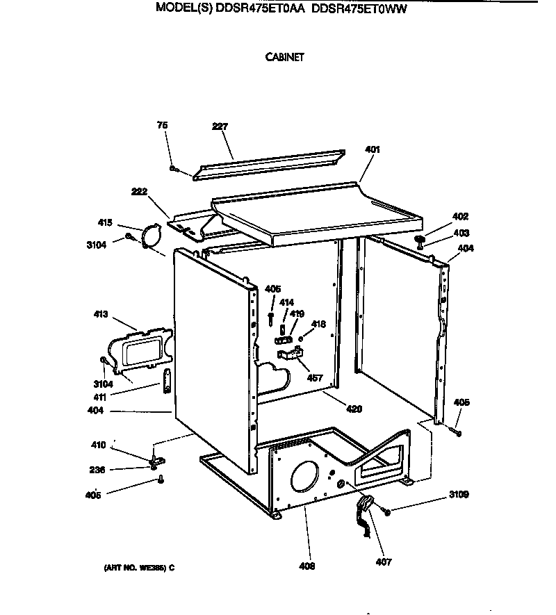 GE DDSR475ET0AA cabinet diagram
