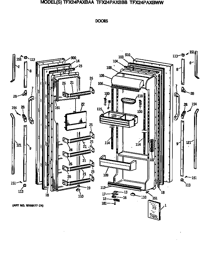 GE TFX24PAXBAA doors diagram