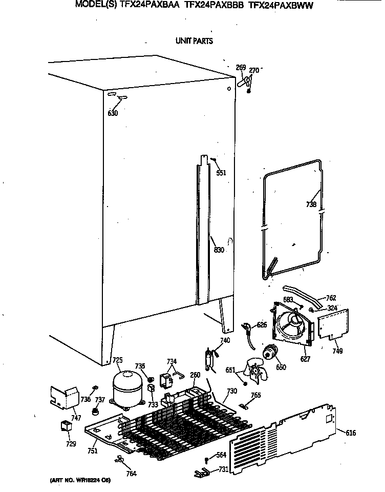 GE TFX24PAXBAA unit parts diagram