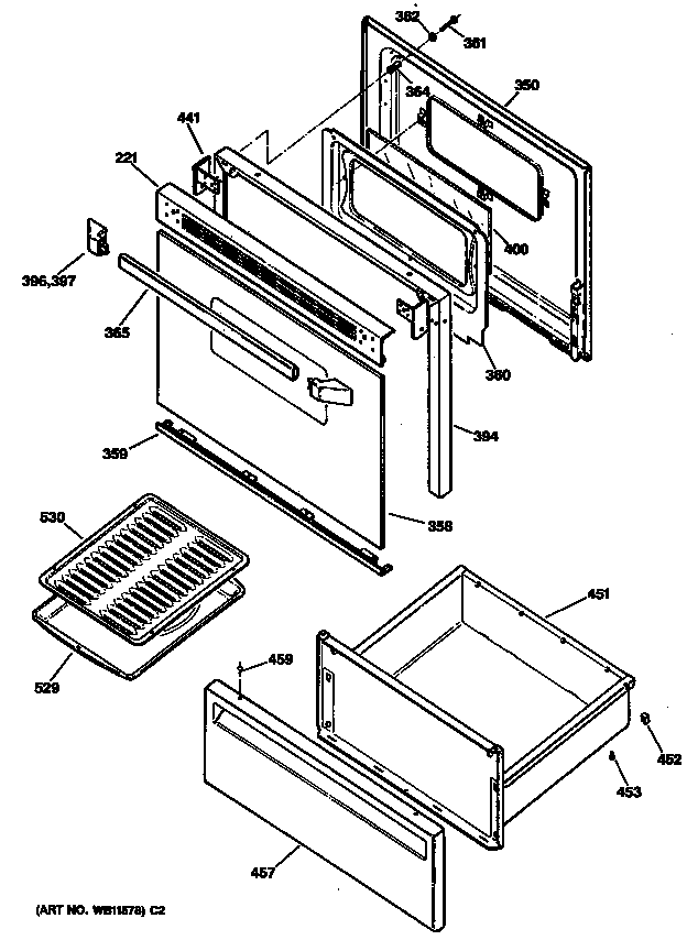 GE JBC17GS2 door diagram