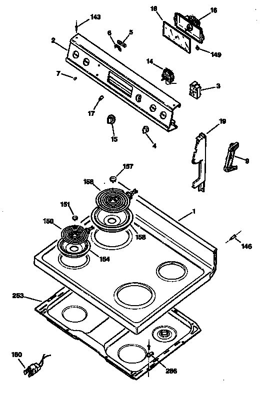 GE JBS18GS2 cooktop diagram