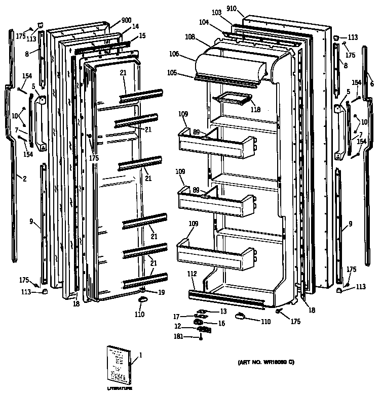 GE TFX20JASBAD doors diagram