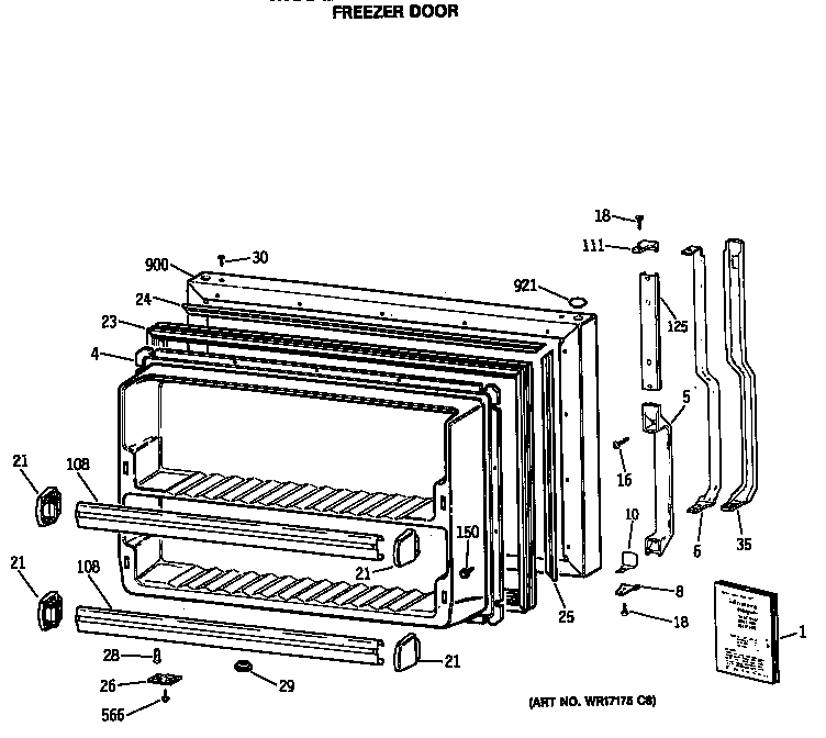GE TBE24JATHRWH freezer door diagram