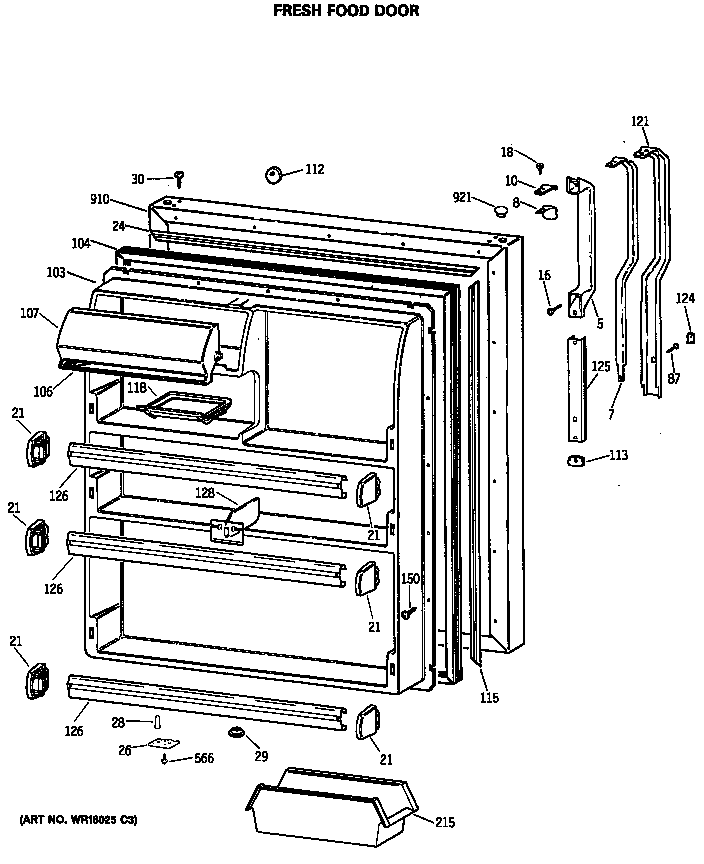 GE TBE24JATHRWH fresh food door diagram