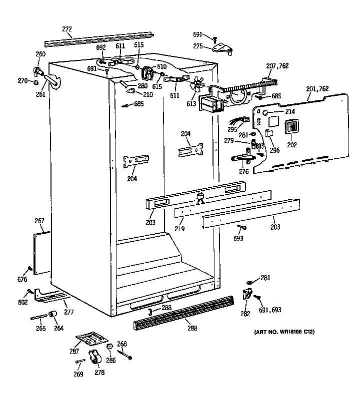 GE TBE24JATHRWH cabinet parts diagram