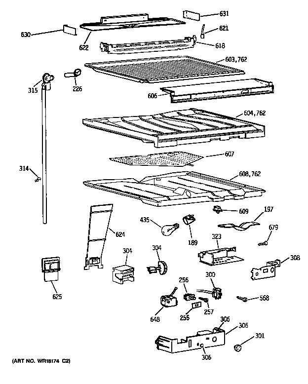 GE TBE24JATHRWH compartment separator parts diagram