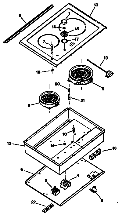 GE ZEW146T1WH cooktop diagram