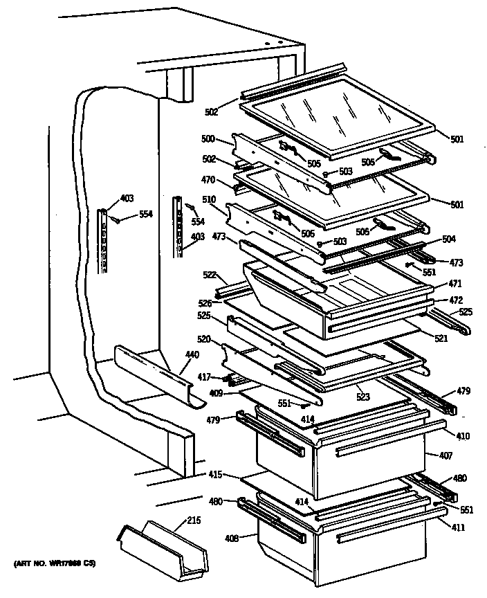 GE TFX24PATABB shelves diagram