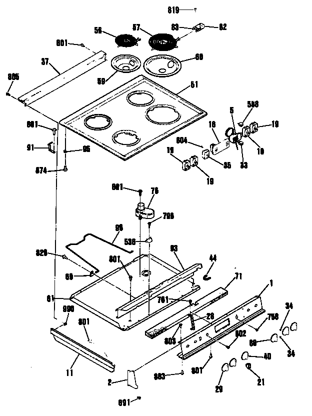 GE JSS16P3AD cooktop diagram
