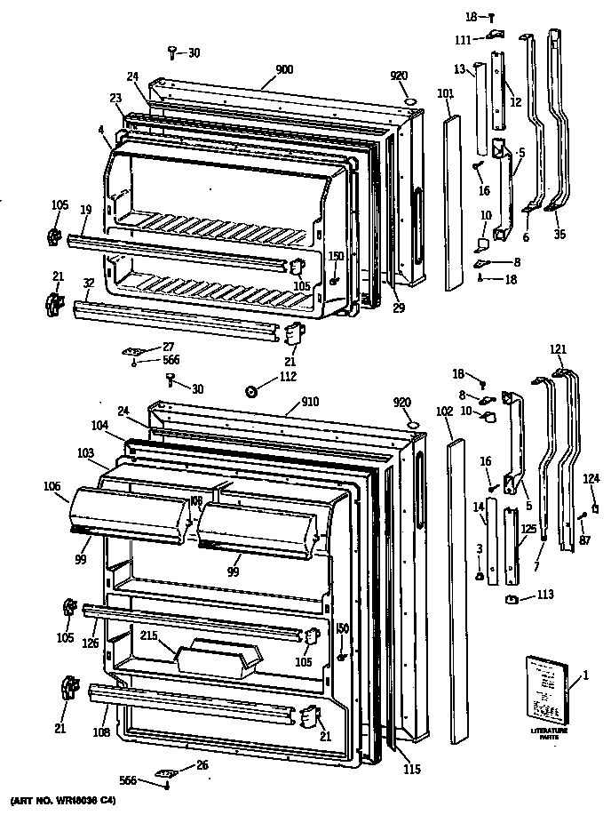 GE TBX16DISJRWH doors diagram