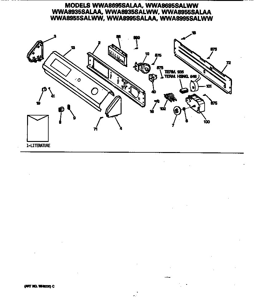 GE WWA8995SALAA control panel diagram