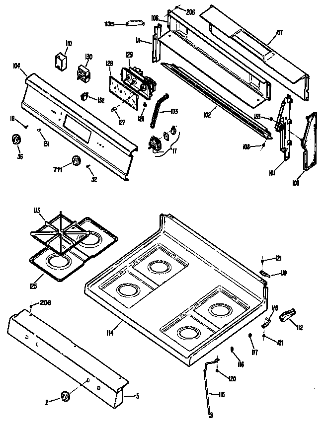 GE JGBP29GEN3 cooktop diagram