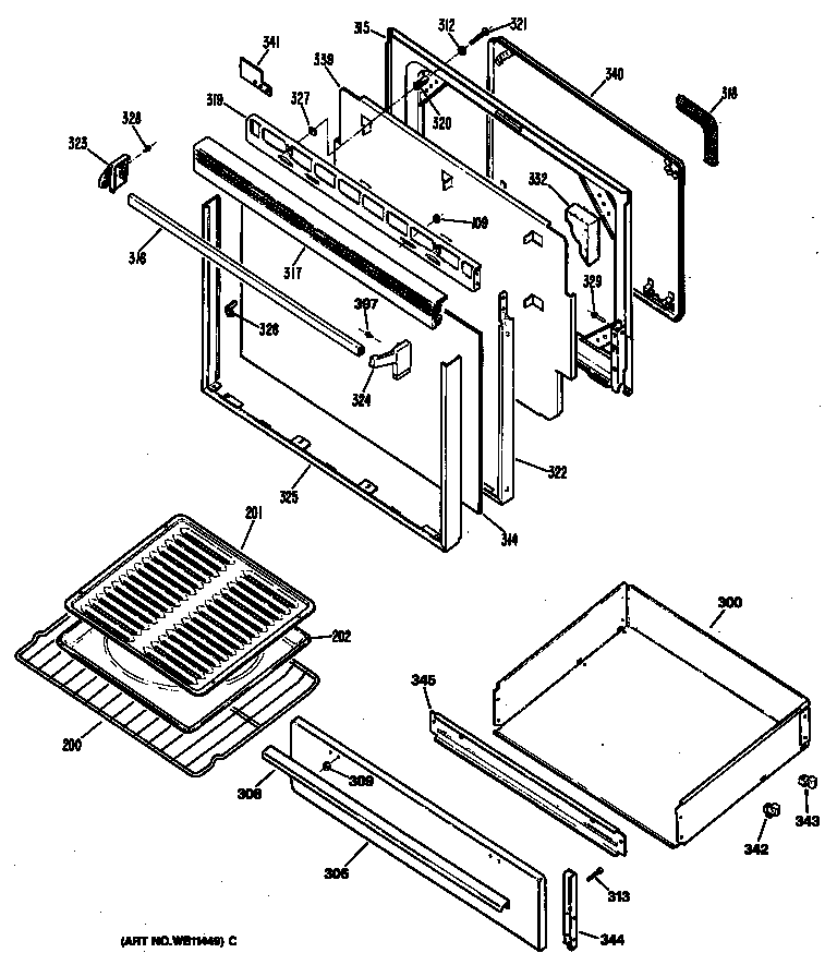 GE JGBP29GEN3 door diagram