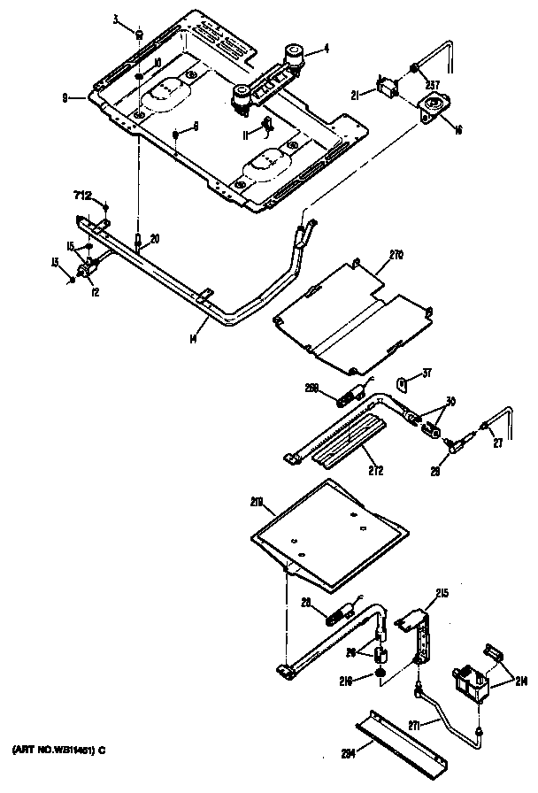 GE JGBP29GEN3 burners diagram