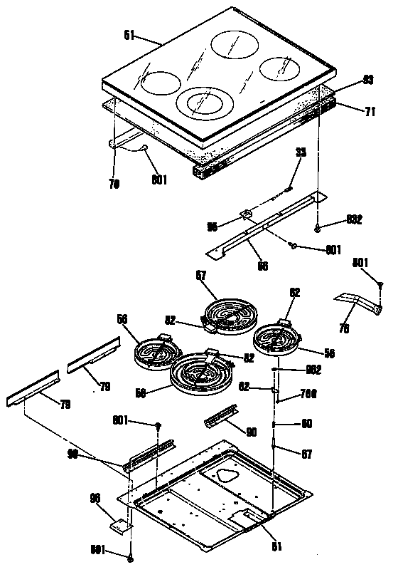 GE JB579GR2WH cooktop diagram