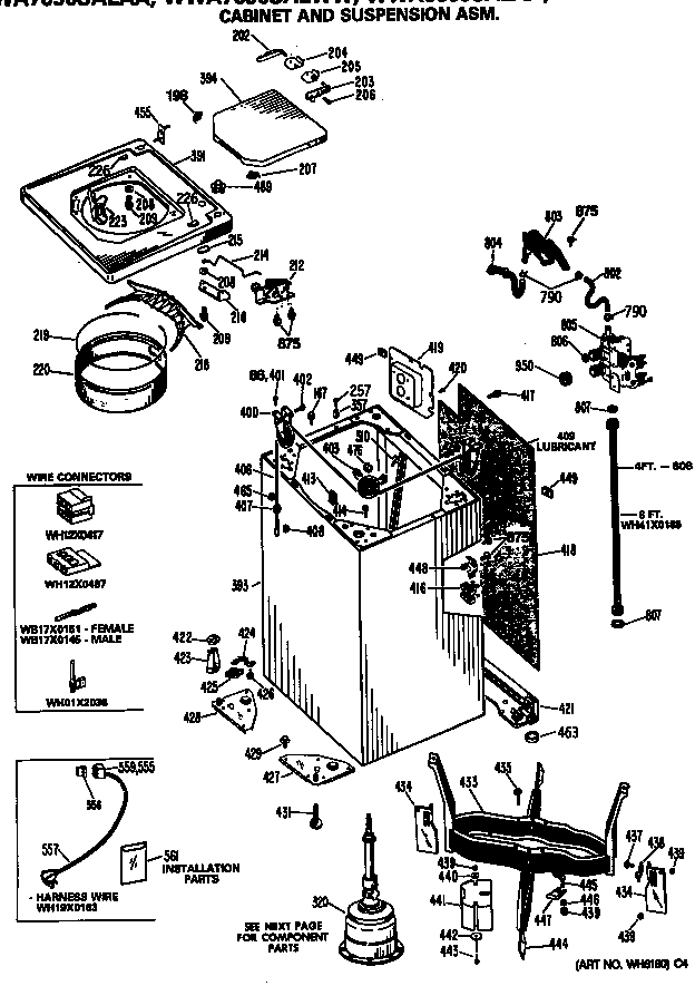 GE WWA6600SALAA cabinet and suspension asm. diagram