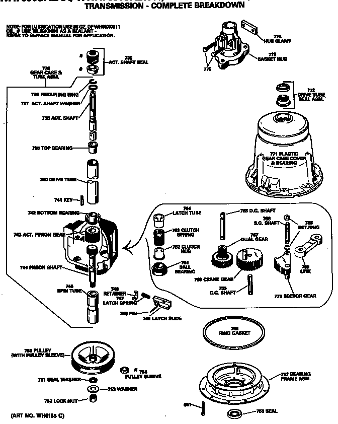 GE WWA6600SALAA transmission - complete breakdown diagram