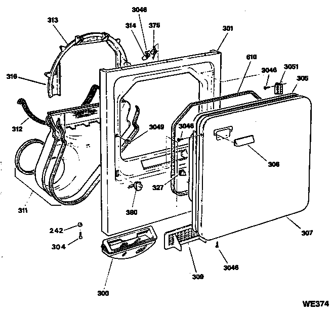 GE DDG8280RDM door diagram