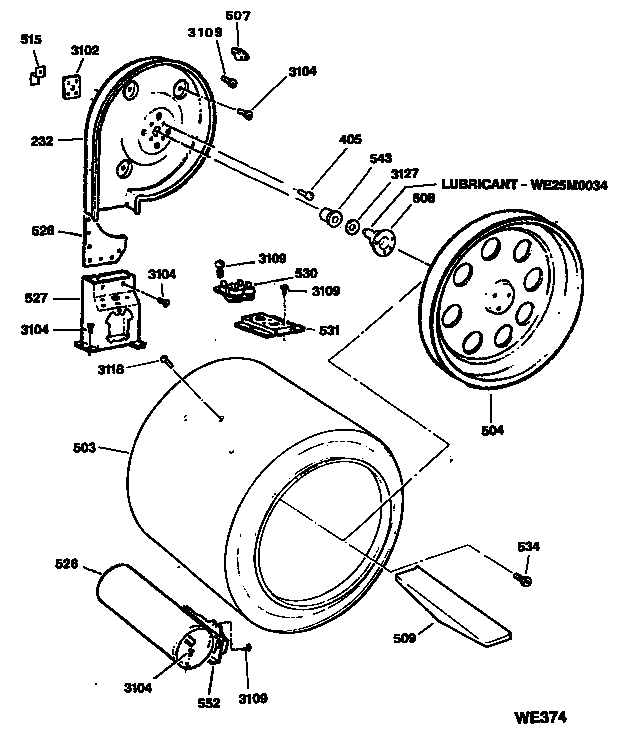GE DDG8280RDM drum diagram