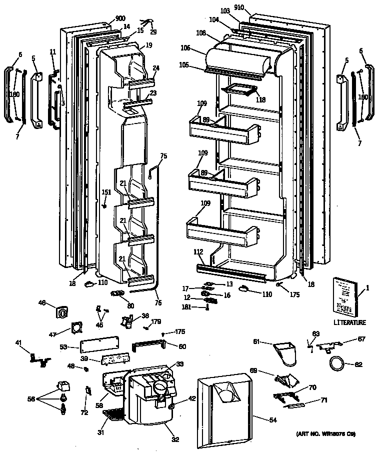 GE TFH22JRSBAD doors diagram