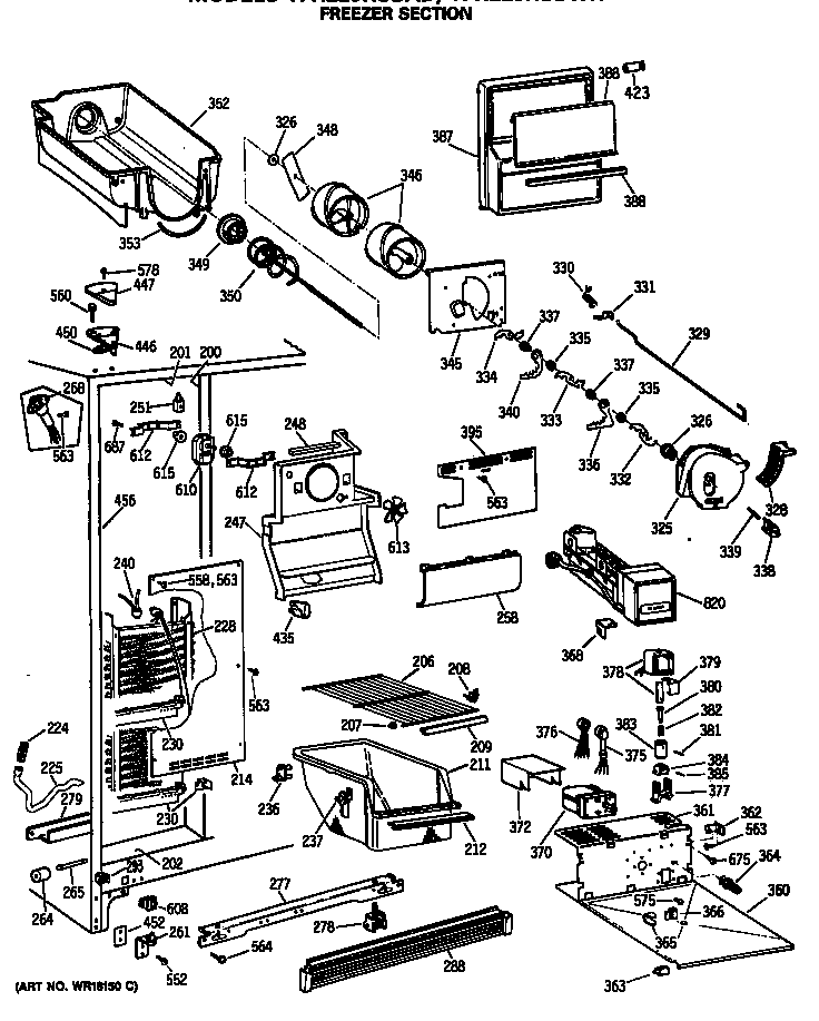 GE TFH22JRSBAD freezer section diagram