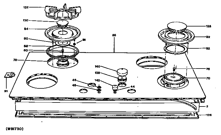 GE JGP641ES1 cooktop diagram