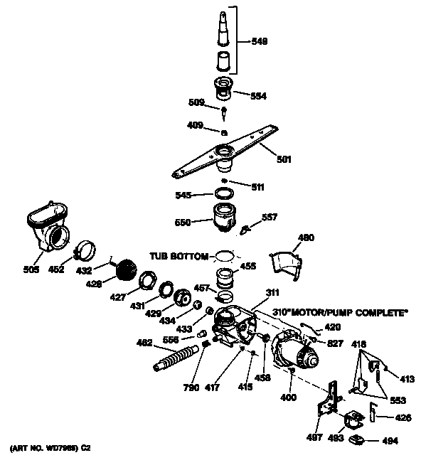 GE GSD500T-55WA motor-pump mechanism diagram