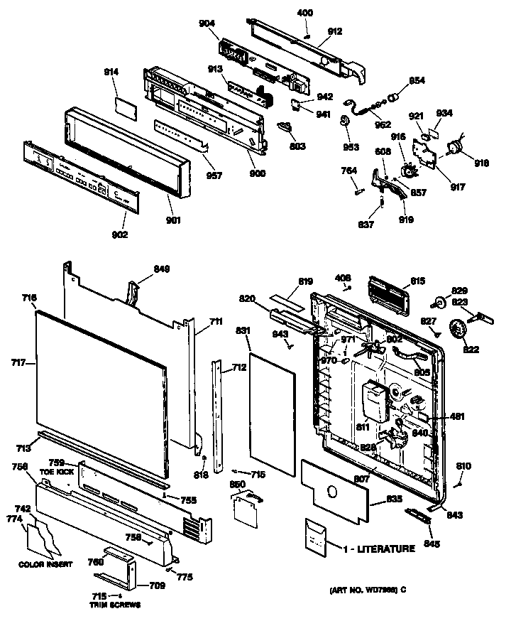 GE GSD2930T55WW door diagram
