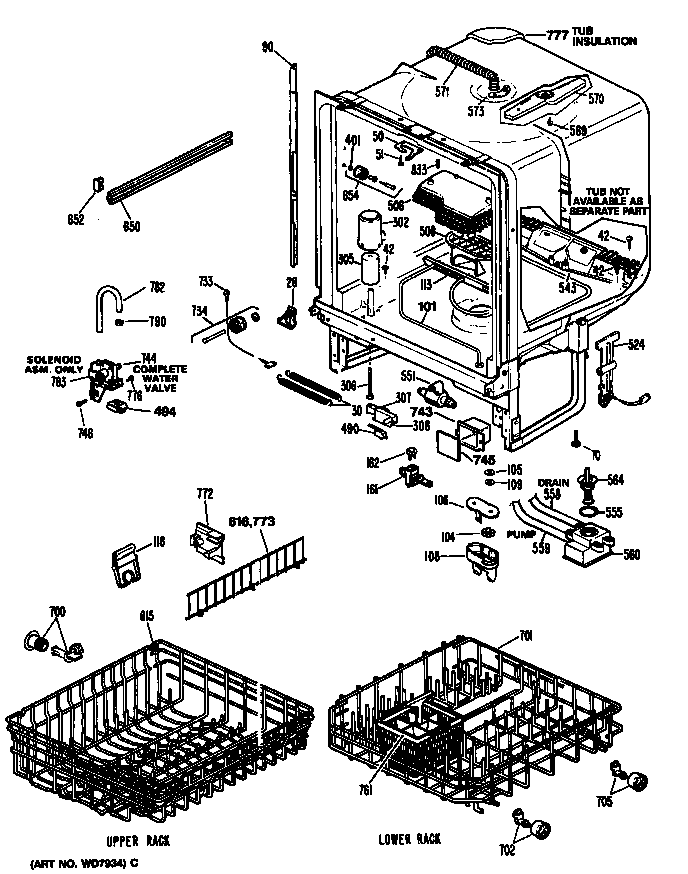 GE GSD2800S56 tub/racks diagram