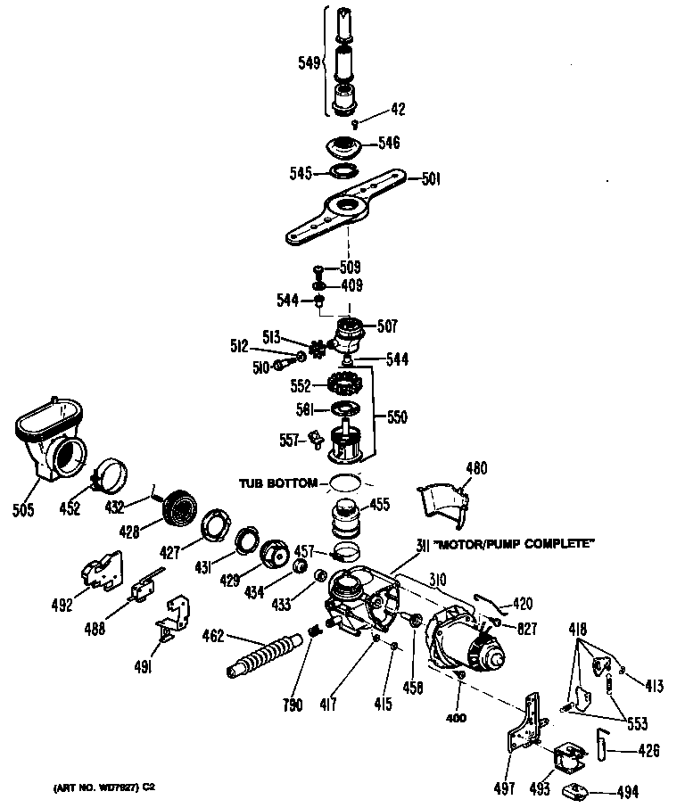 GE GSD2800S56 motor-pump mechanism diagram