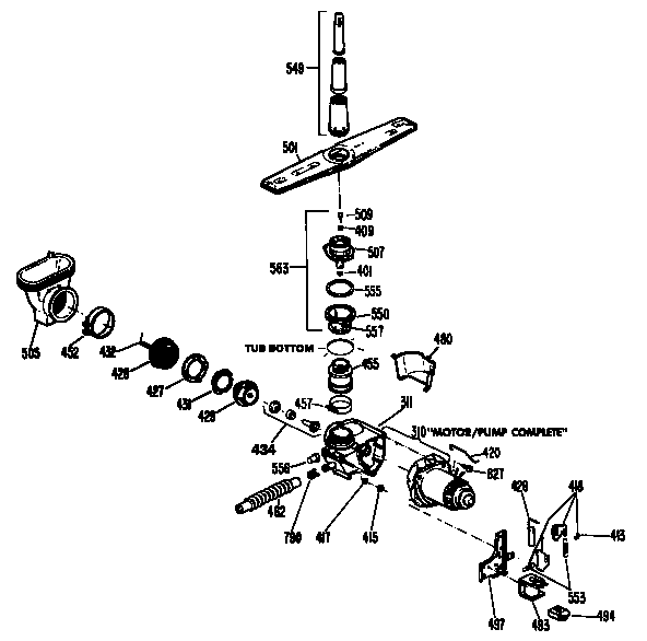 GE GSM603T-60AW motor-pump mechanism diagram
