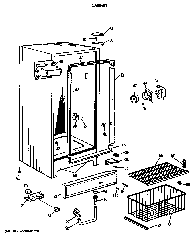 GE FP21DSDRWH cabinet diagram