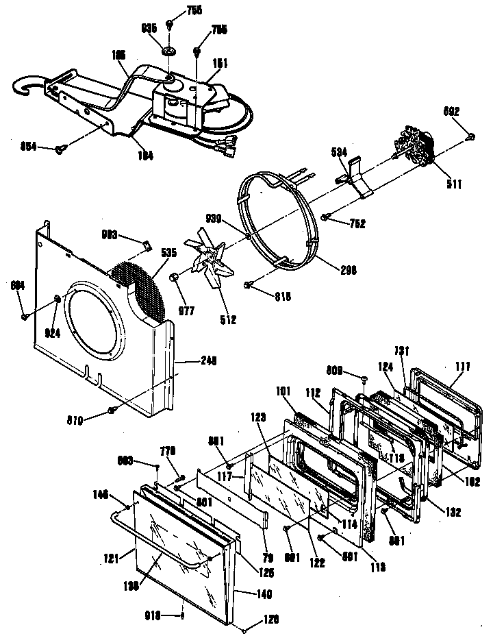 GE JKP18AS1AA door/lock/fan diagram