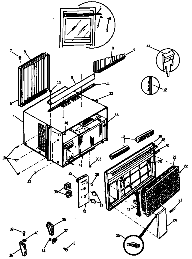 GE AEM15DBV1 cabinet/grille diagram