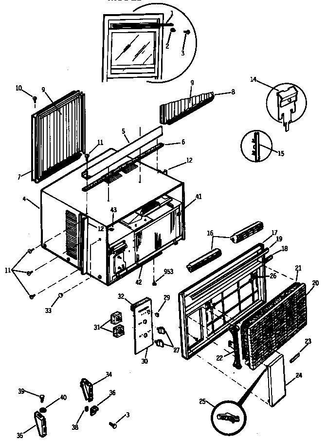 GE AEM23DBR1 cabinet/grille diagram