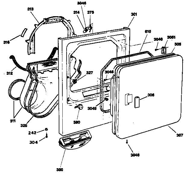 GE DDE9600RFMWW door diagram