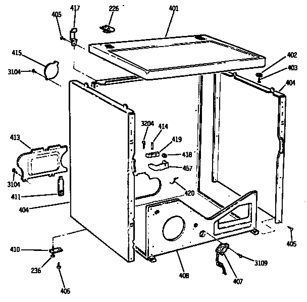 GE DDE9600RFMWW cabinet diagram