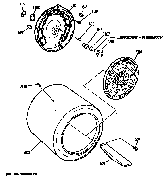 GE DDE9600RFMWW drum diagram