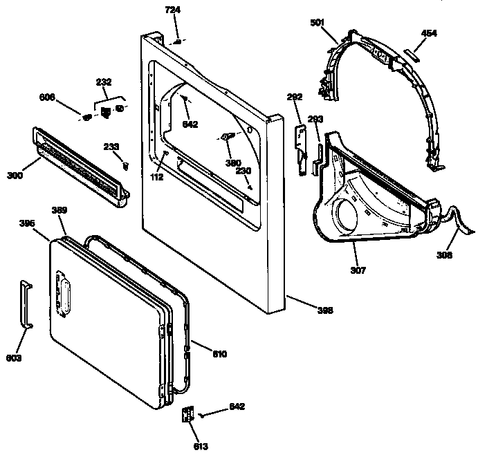 GE DDC5400SBLWH door diagram