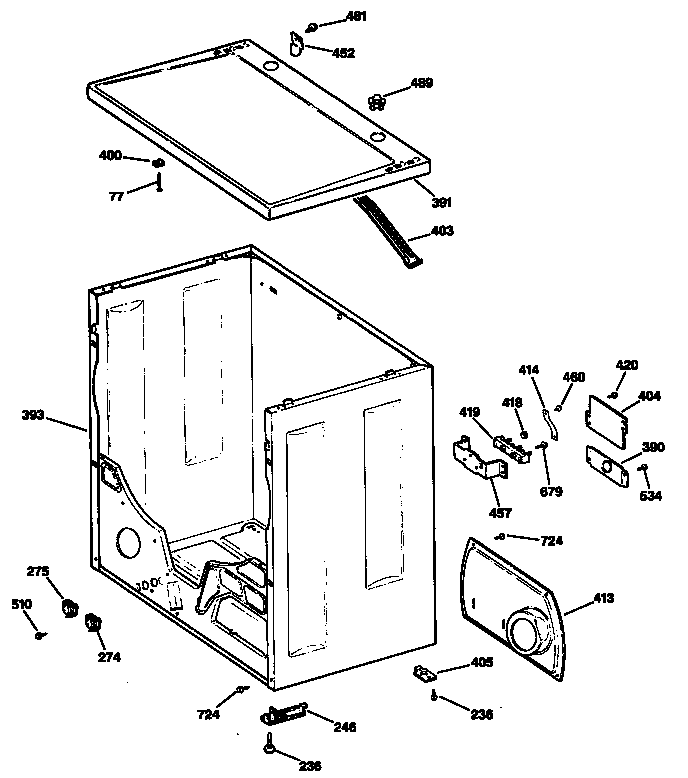 GE DDC5400SBLWH cabinet diagram