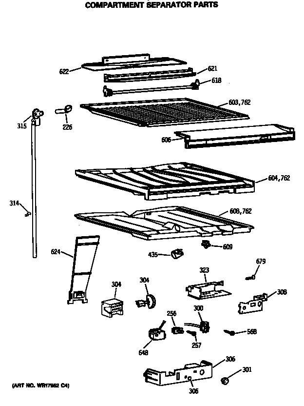 GE TBX21GASMRAD compartment separator parts diagram