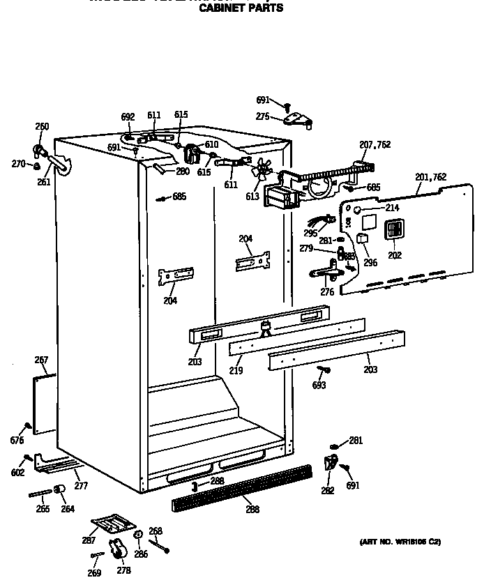 GE TBX21MASMRWH cabinet parts diagram