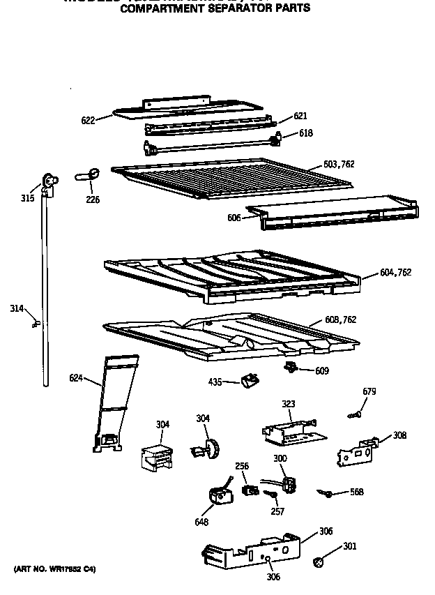 GE TBX21MASMRWH compartment separator parts diagram